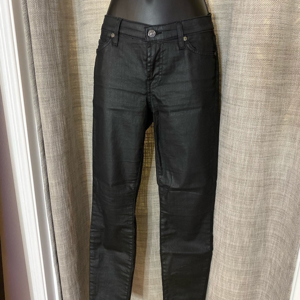 7 for all mankind coated black jeans